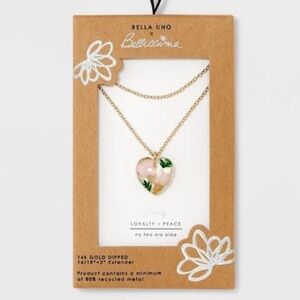 Bella Uno Bellissima Pressed Flower Daisy Petal Heart Multi-Strand Necklace New